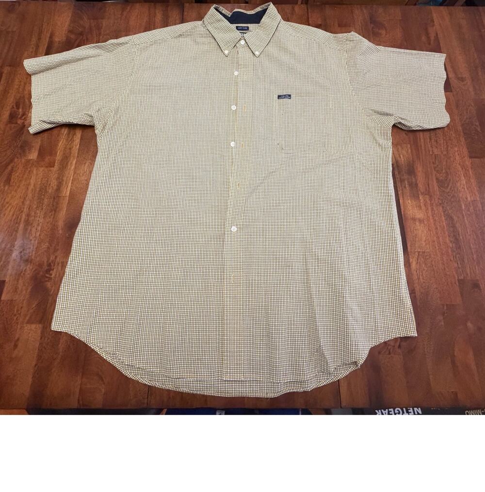 Chaps Ralph Lauren Mens 2XB Yellow Check Short Sleeve Button Up Shirt Big